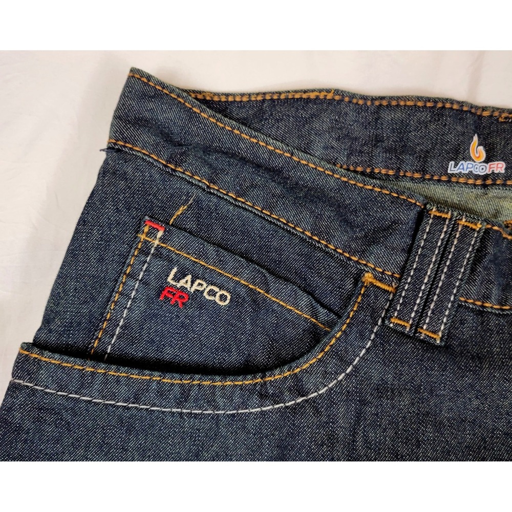 Lapco FR Flame Resistant Work Jeans Mens 36x34 Dark Indigo Denim P-INDM10 CAT2 - Picture 8 of 10